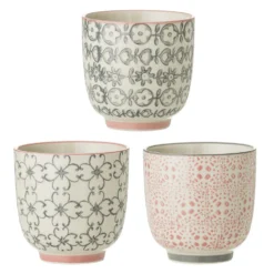 Bloomingville Cécile Becher klein, Rose, Steingut 3er-Set