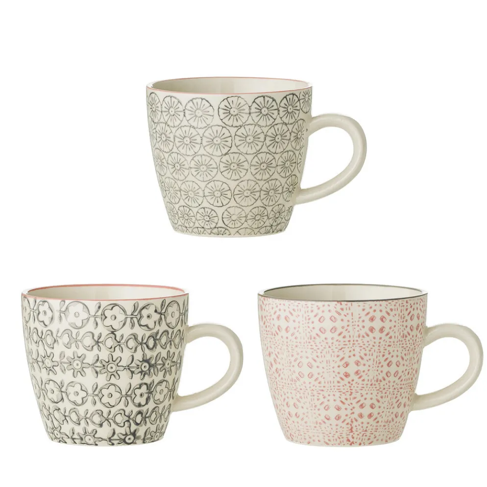 Bloomingville Cécile Tasse, Rose, Steingut 3er-Set