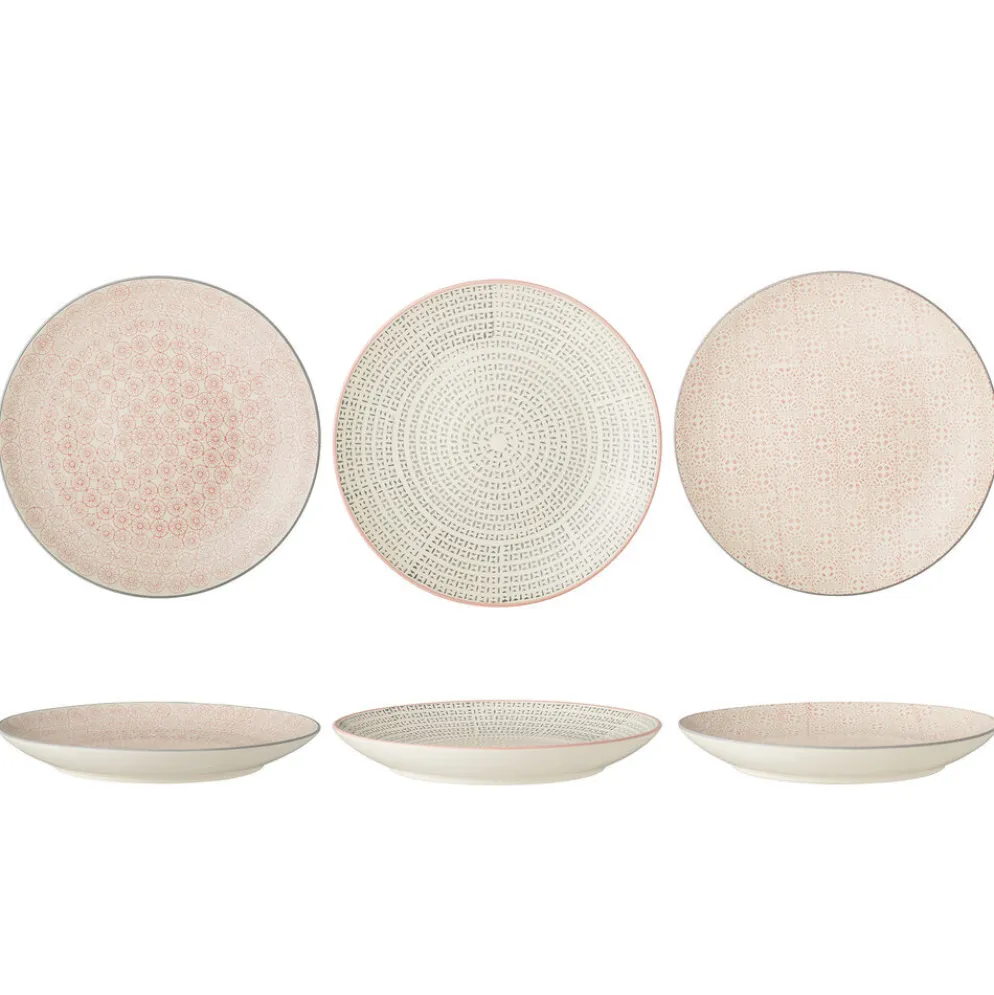 Bloomingville Cécile Teller, Rose, Steingut 3er-Set