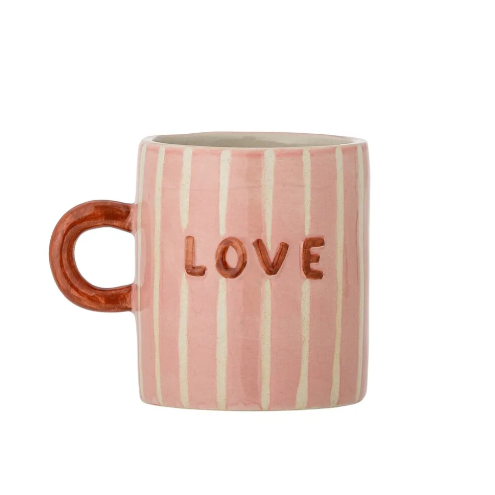 Bloomingville Cherish Becher MOM Rose aus Steingut – Handbemaltes Unikat