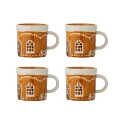 Bloomingville Gina Becher 4er-Set aus Steingut, Braun 250 ml
