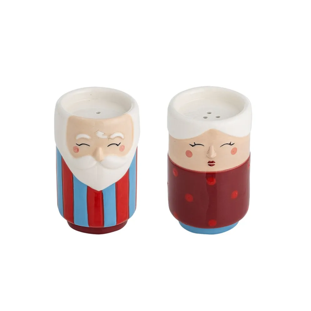 Bloomingville Granny Salz- und Pfefferset aus Steingut in Rot, Weihnachten