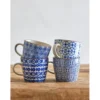 Bloomingville Karine Becher Set aus Steingut, Blau – 4er-Set im Hygge-Stil
