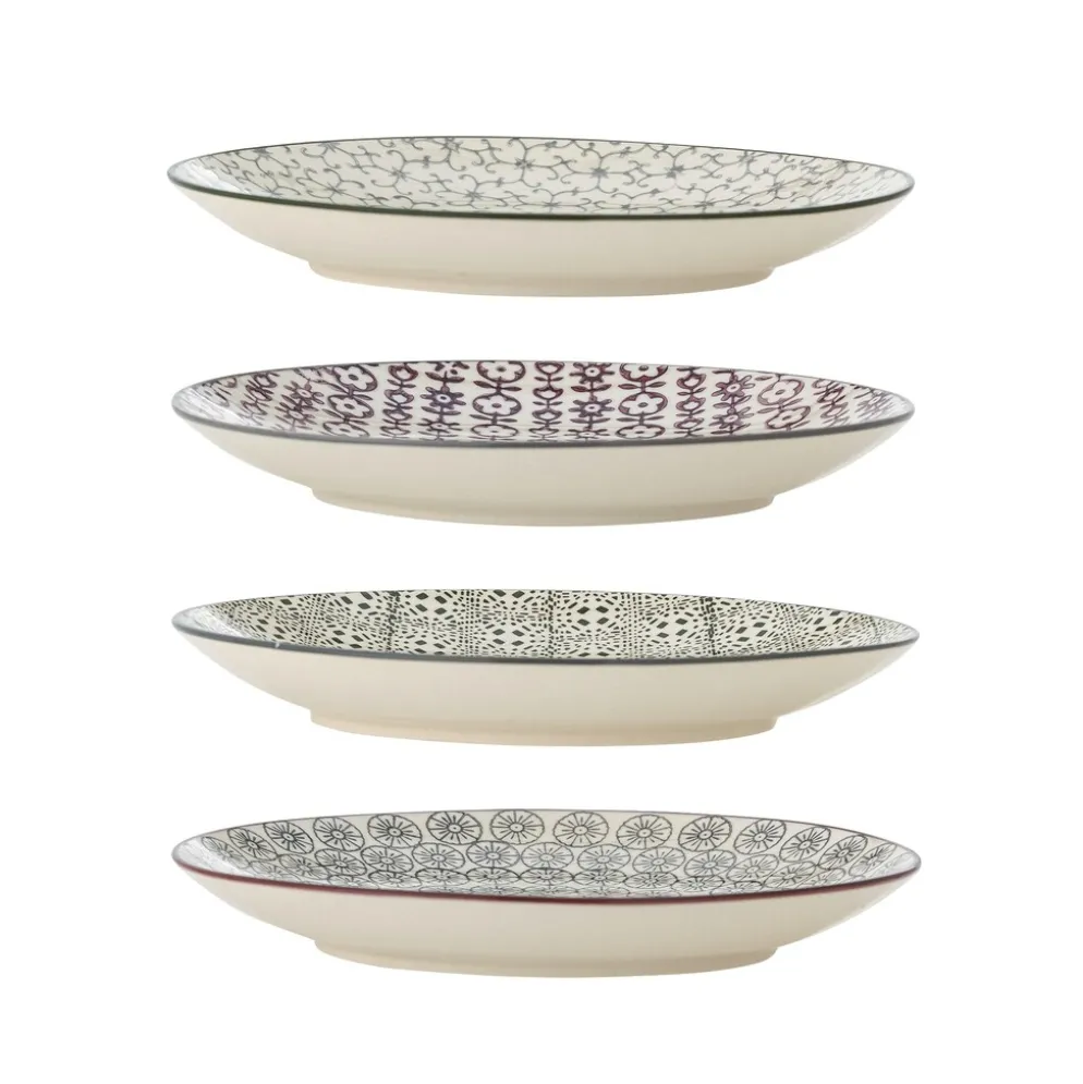 Bloomingville Karine Dessert Teller 4er-Set, Bunt, Steingut