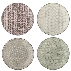 Bloomingville Karine Speiseteller 4er-Set, Bunt Steingut