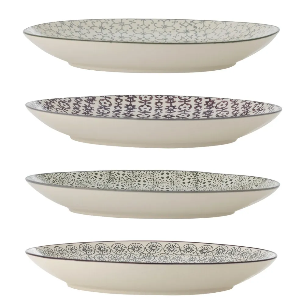 Bloomingville Karine Speiseteller 4er-Set, Bunt Steingut