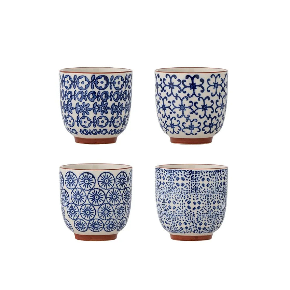Bloomingville Karine Tasse aus Steingut – Blau, 4er-Set