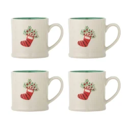 Bloomingville Kenai Weihnachts-Tassen-Set aus Steingut, 4-teilig