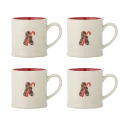 Bloomingville Kenai Weihnachts-Tassen-Set aus Steingut, 4-teilig