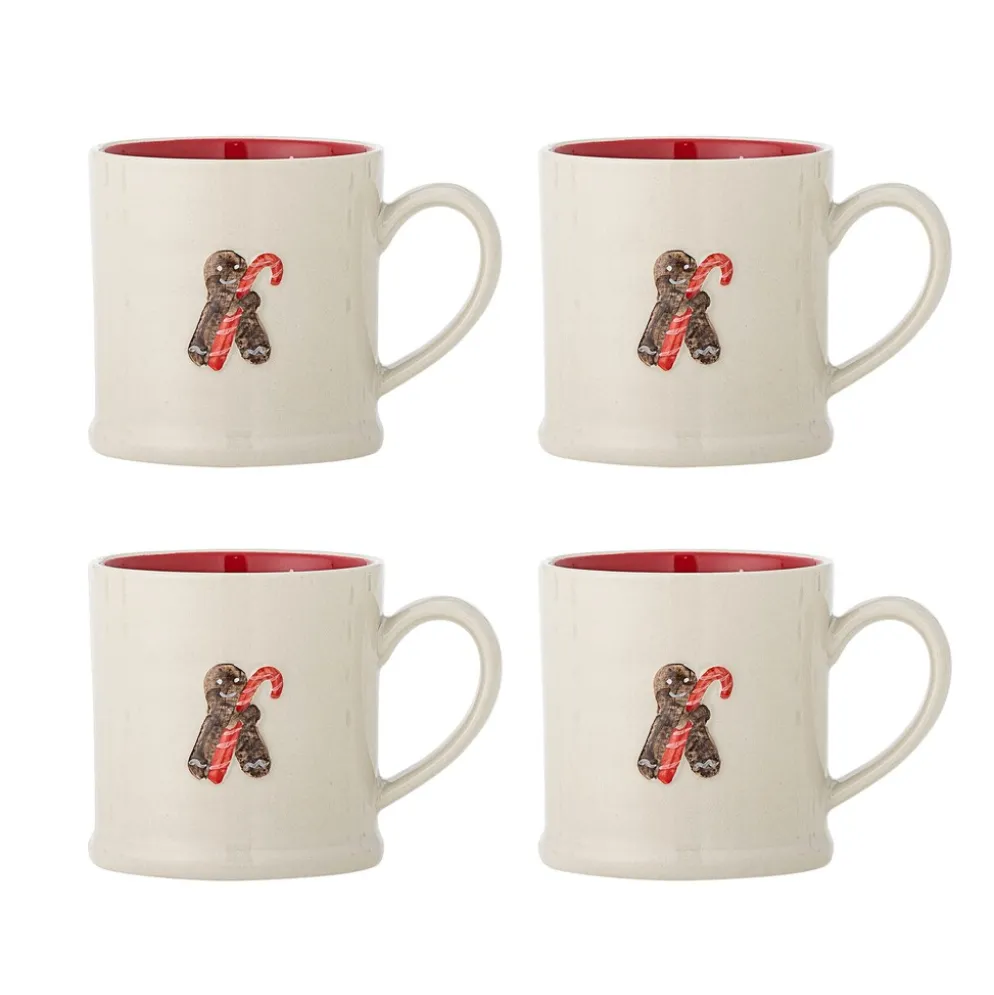 Bloomingville Kenai Weihnachts-Tassen-Set aus Steingut, 4-teilig