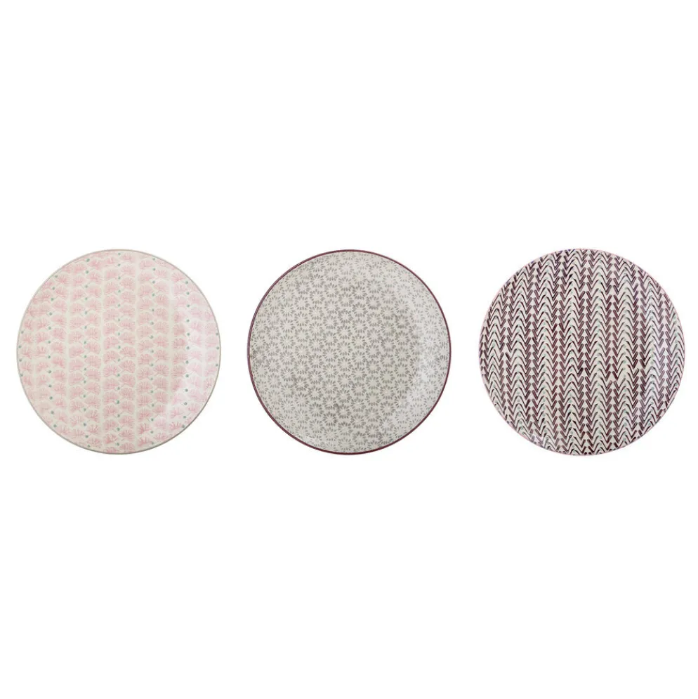 Bloomingville Maya Teller, Violett, Steingut 3er-Set