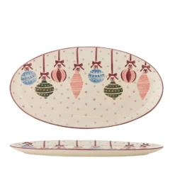 Bloomingville Ornamentia Servierplatte aus Steingut, Weihnachten