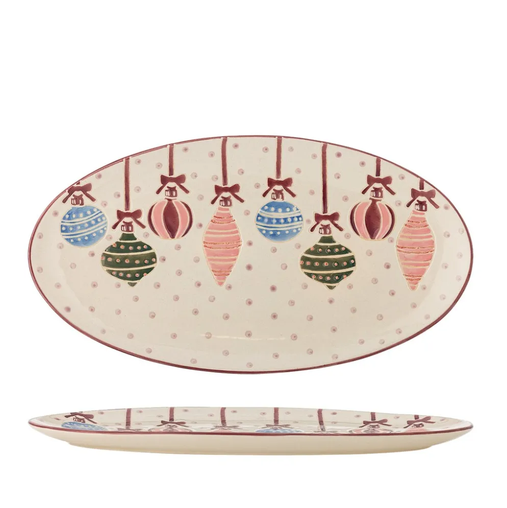 Bloomingville Ornamentia Servierplatte aus Steingut, Weihnachten