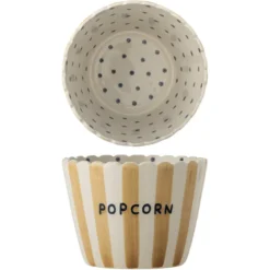 Bloomingville Popcorn Schale Bunt – Handbemaltes Steingut im Hygge-Stil