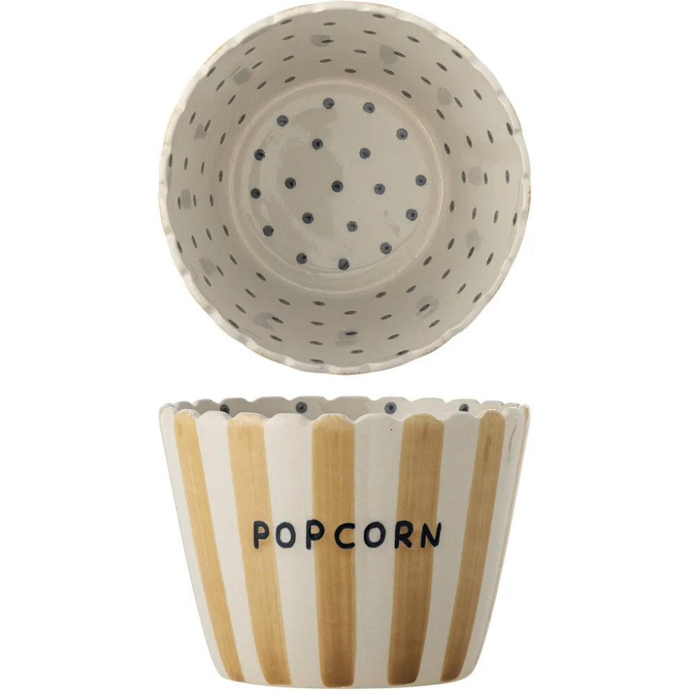 Bloomingville Popcorn Schale Bunt – Handbemaltes Steingut im Hygge-Stil