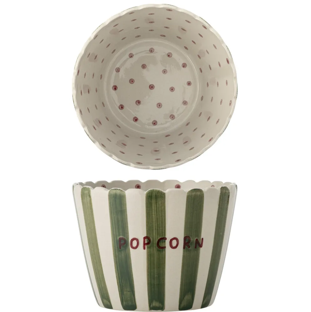 Bloomingville Popcorn Schale Bunt – Handbemaltes Steingut im Hygge-Stil