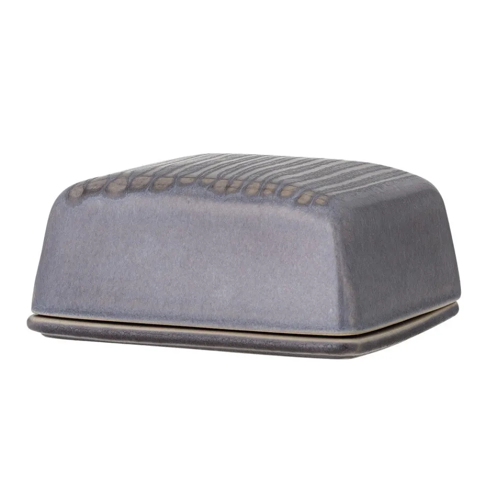 Bloomingville Raben Butterdose, Grau, Steingut