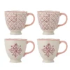 Bloomingville Steingut-Becher Wonderland Rose 4er-Set