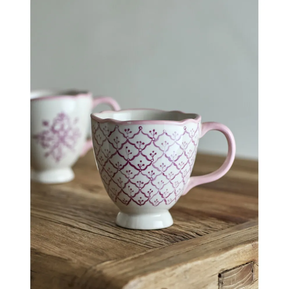 Bloomingville Steingut-Becher Wonderland Rose 4er-Set
