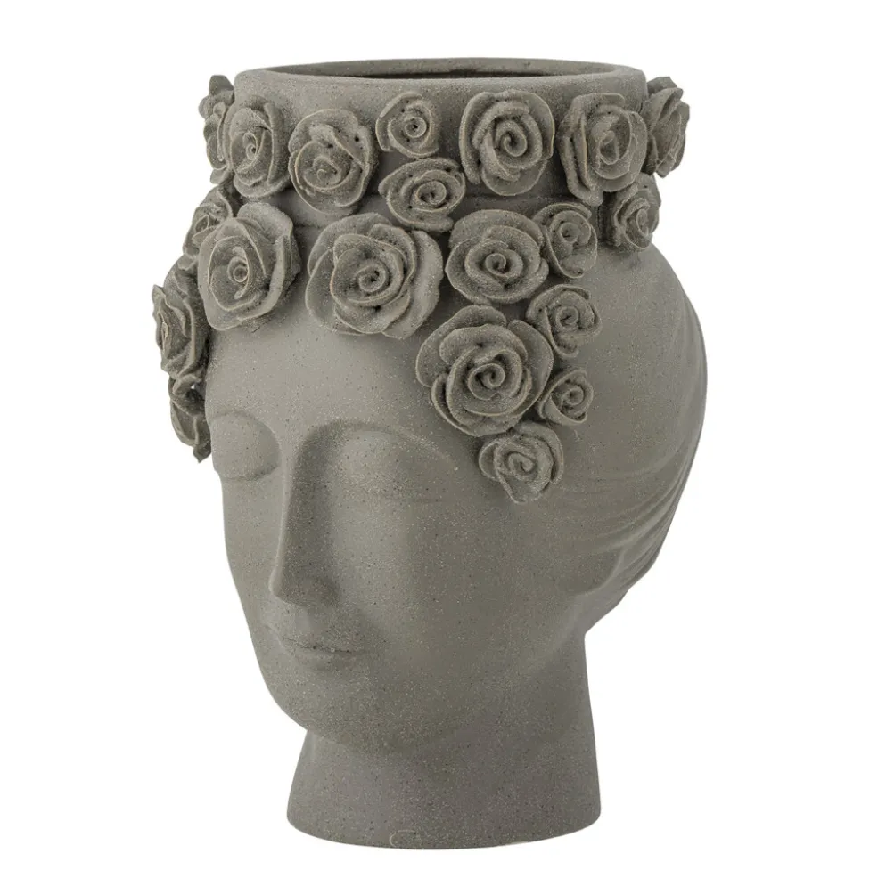 Bloomingville Vase Akira Grau, Steingut