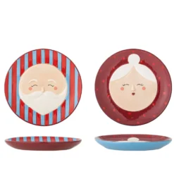 Bloomingville Weihnachtlicher Steingut-Teller Granny Rot Ø 16 cm (2er-Set)