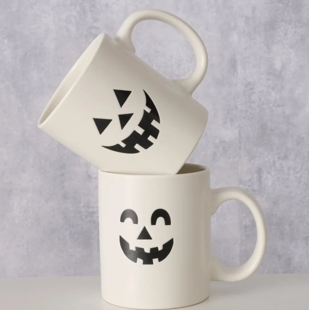 Boltze Halloween Becher Boo, 2er Set aus Keramik