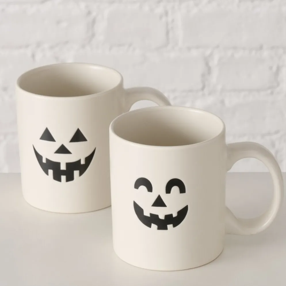 Boltze Halloween Becher Boo, 2er Set aus Keramik