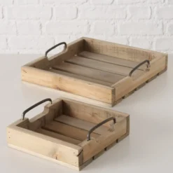 Boltze Holz-Tablett Ronja 2er-Set