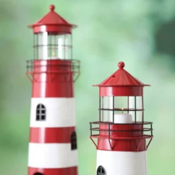 Boltze Laterne roter Leuchtturm, 2 tlg