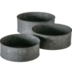 Boltze Metall Übertopf Bionda flach, 3er Set