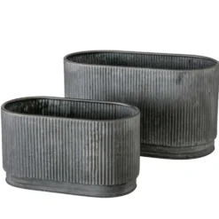 Boltze Metall Übertopf Bionda länglich, 2er Set