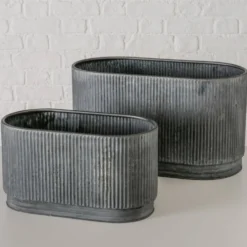 Boltze Metall Übertopf Bionda länglich, 2er Set
