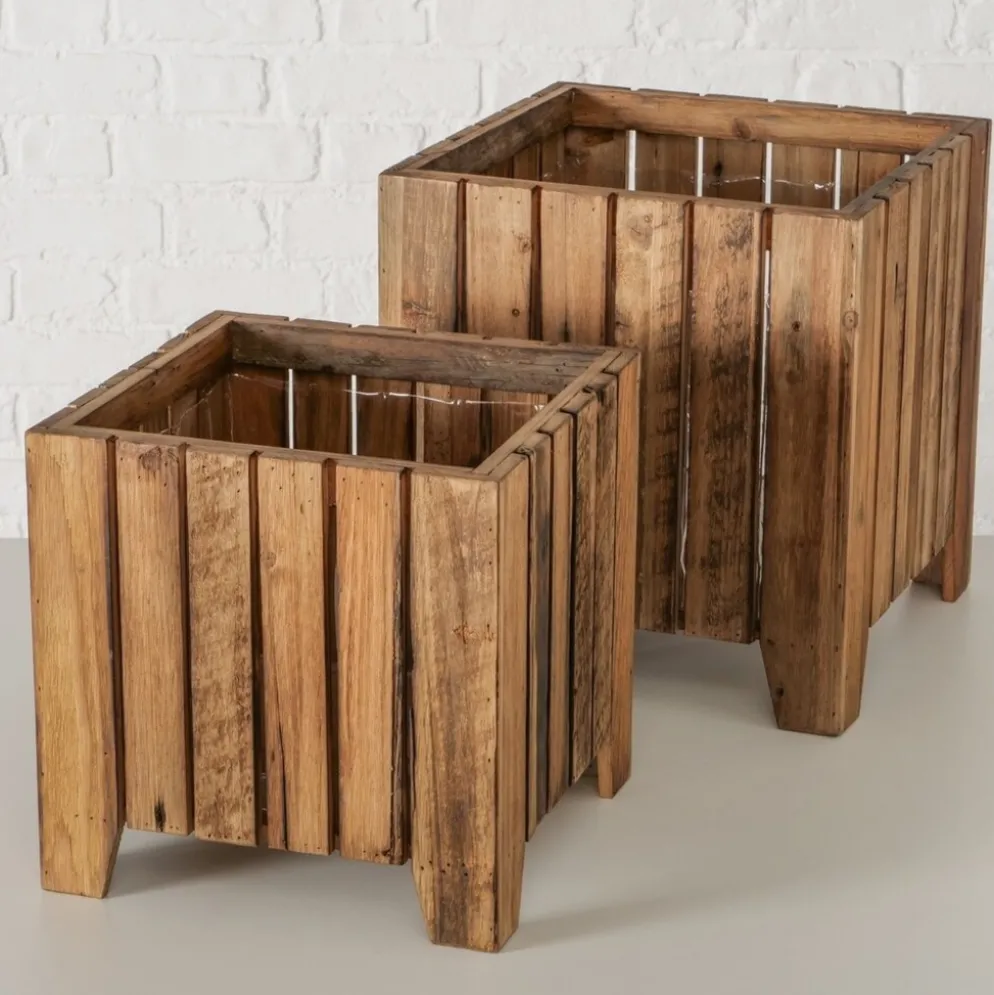 Boltze Outdoor Übertopf Nando 2er Set aus Holz