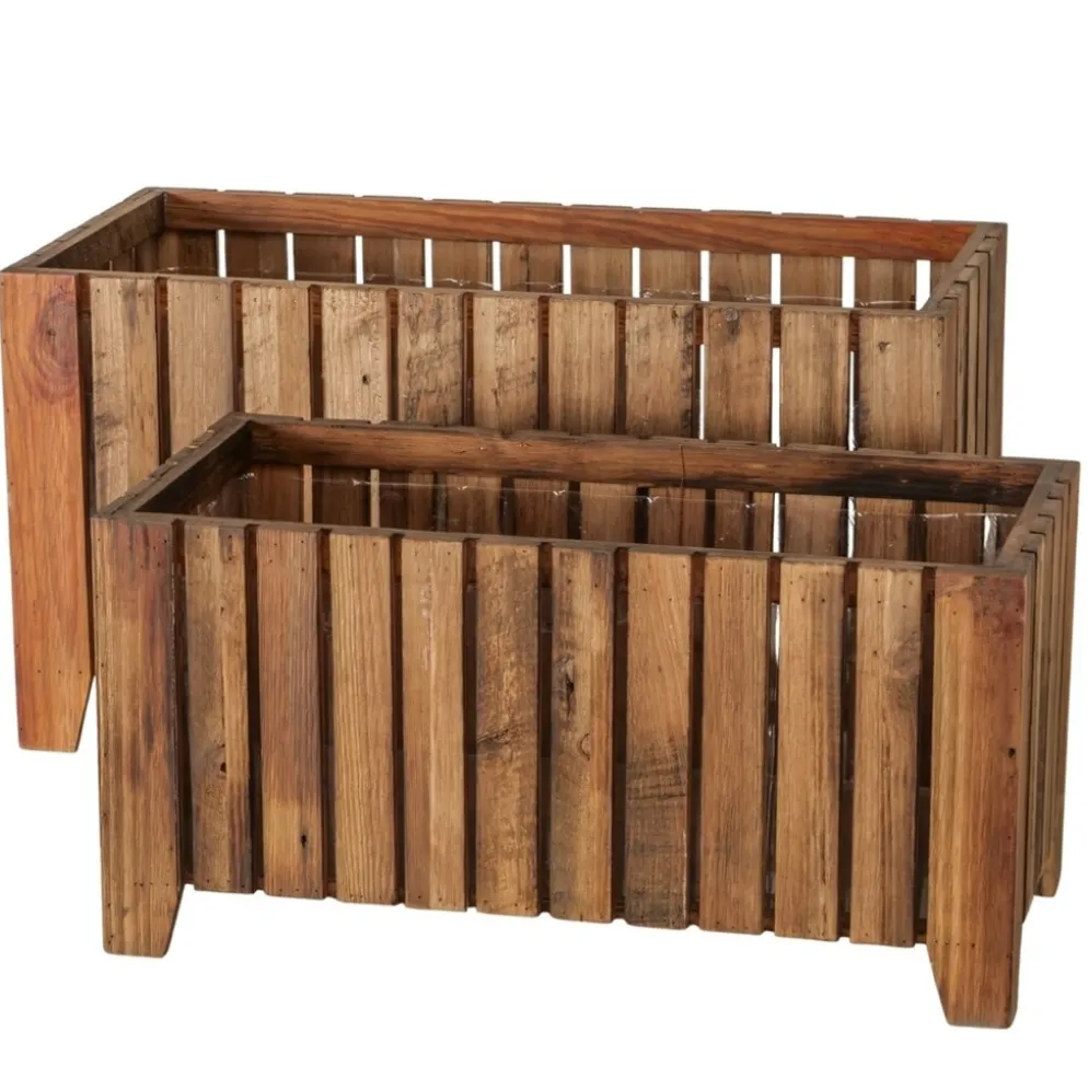 Boltze Outdoor Übertopf Nando 2er Set aus Holz