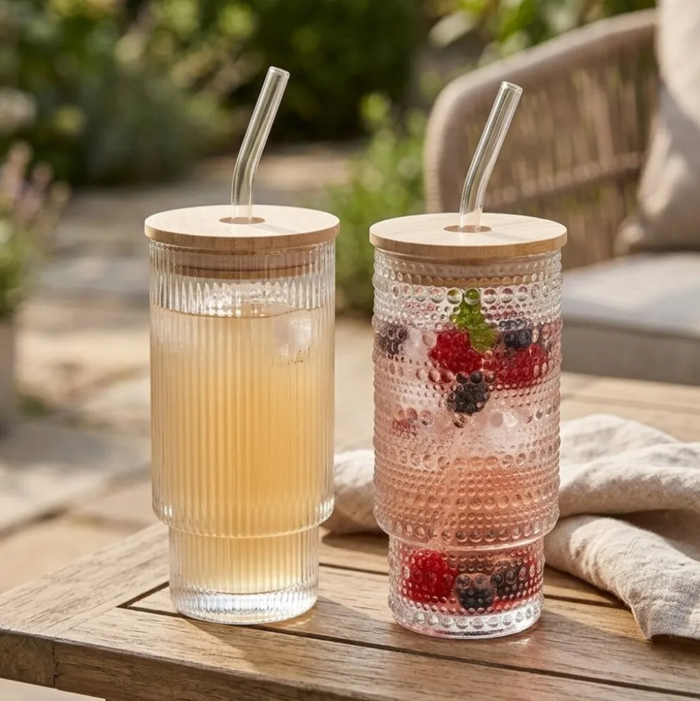 Boltze Partybecher Balona, Trinkgläser mit Strohhalm 2er Set