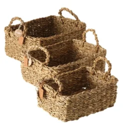 Boltze 3-teiliges kleines Korbset aus Seegras Sophy