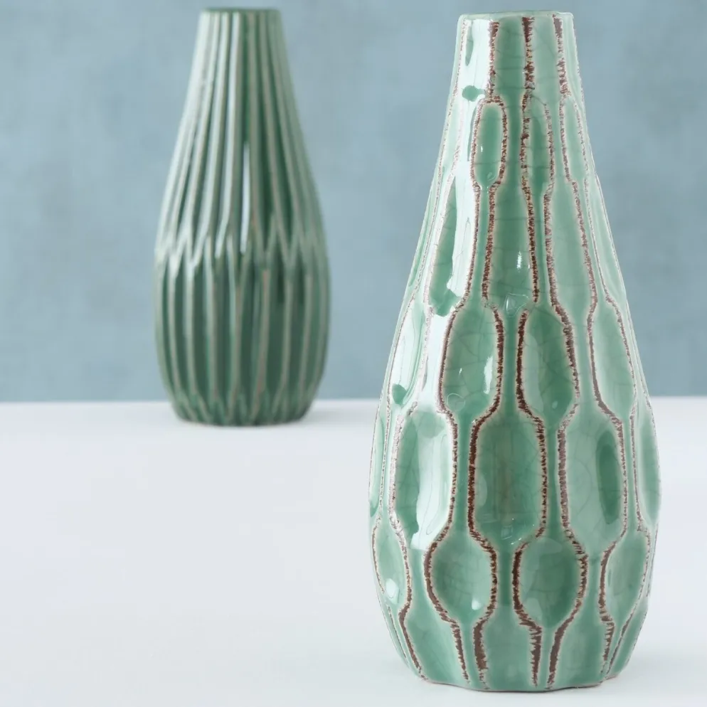 Boltze Vase Lenja 2er Set grün