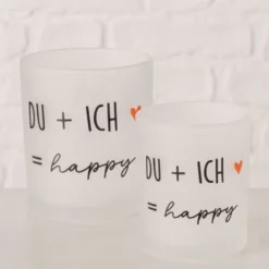 Boltze Windlicht Heartful aus Glas schwarz weiß 2er Set