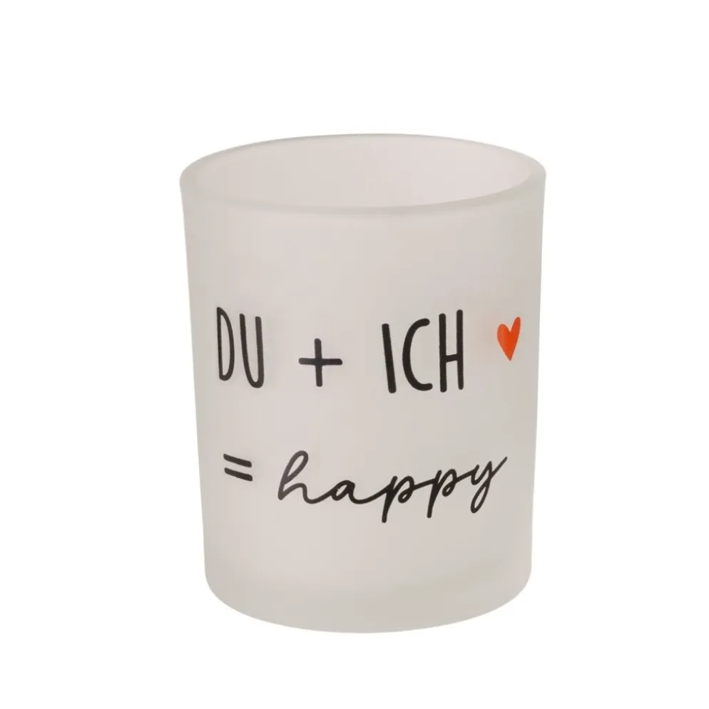 Boltze Windlicht Heartful aus Glas schwarz weiß 2er Set