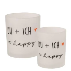 Boltze Windlicht Heartful aus Glas schwarz weiß 2er Set