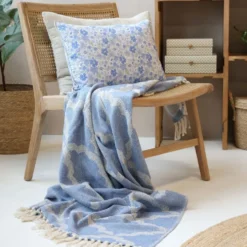 Chic Antique Aix Plaid aus Garnüberschuss - Sky Blue