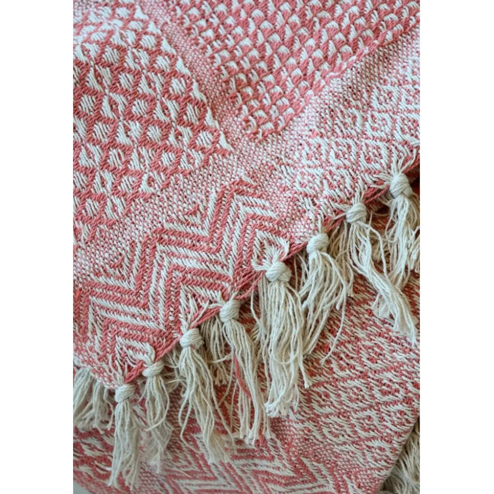 Chic Antique Aix Plaid Decke aus Baumwoll-Garnüberschuss Coral Blush