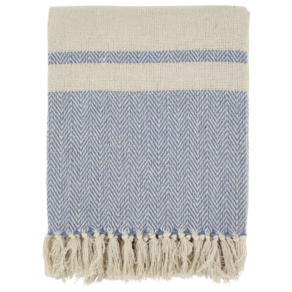 Chic Antique Aix Plaid Garnüberschuss Blau Creme