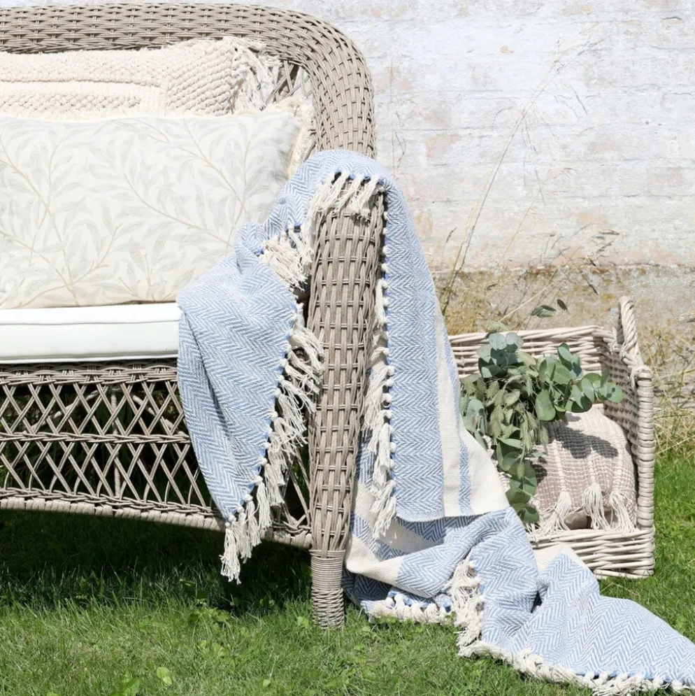 Chic Antique Aix Plaid Garnüberschuss Blau Creme
