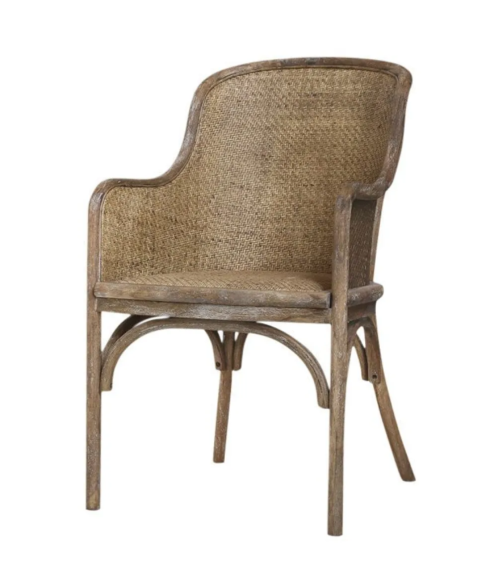 Chic Antique Alter französischer Stuhl geflochten