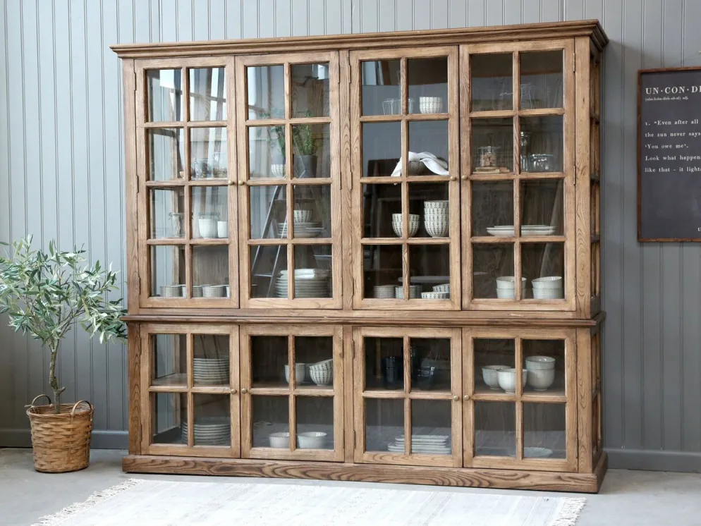 Chic Antique antiker Vitrinenschrank Marseille 8 Türen