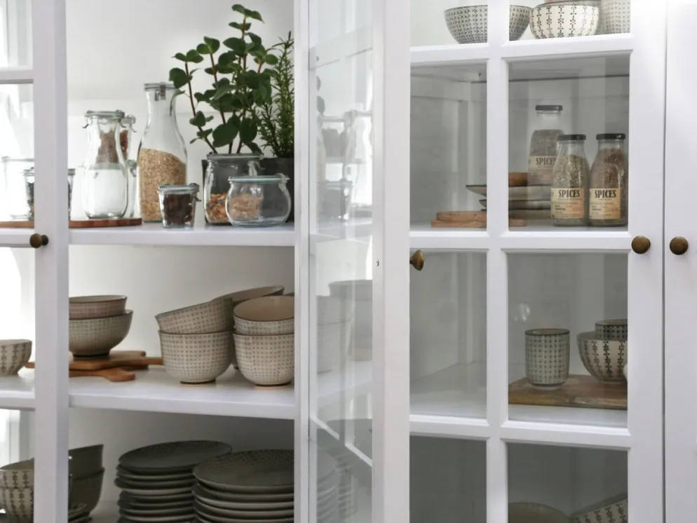 Chic Antique antiker Vitrinenschrank Marseille 8 Türen