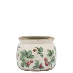 Chic Antique Übertopf Fraises – Keramik-Blumentopf mit Erdbeermuster