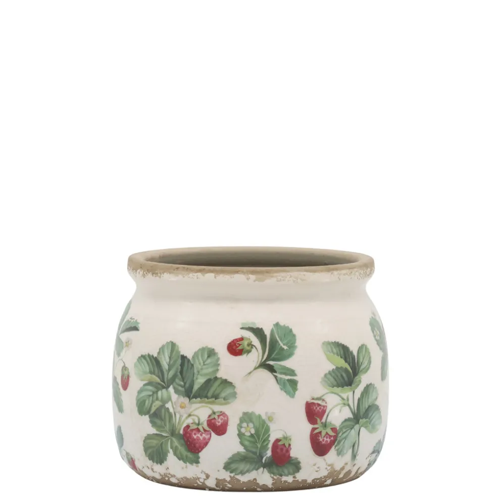 Chic Antique Übertopf Fraises – Keramik-Blumentopf mit Erdbeermuster