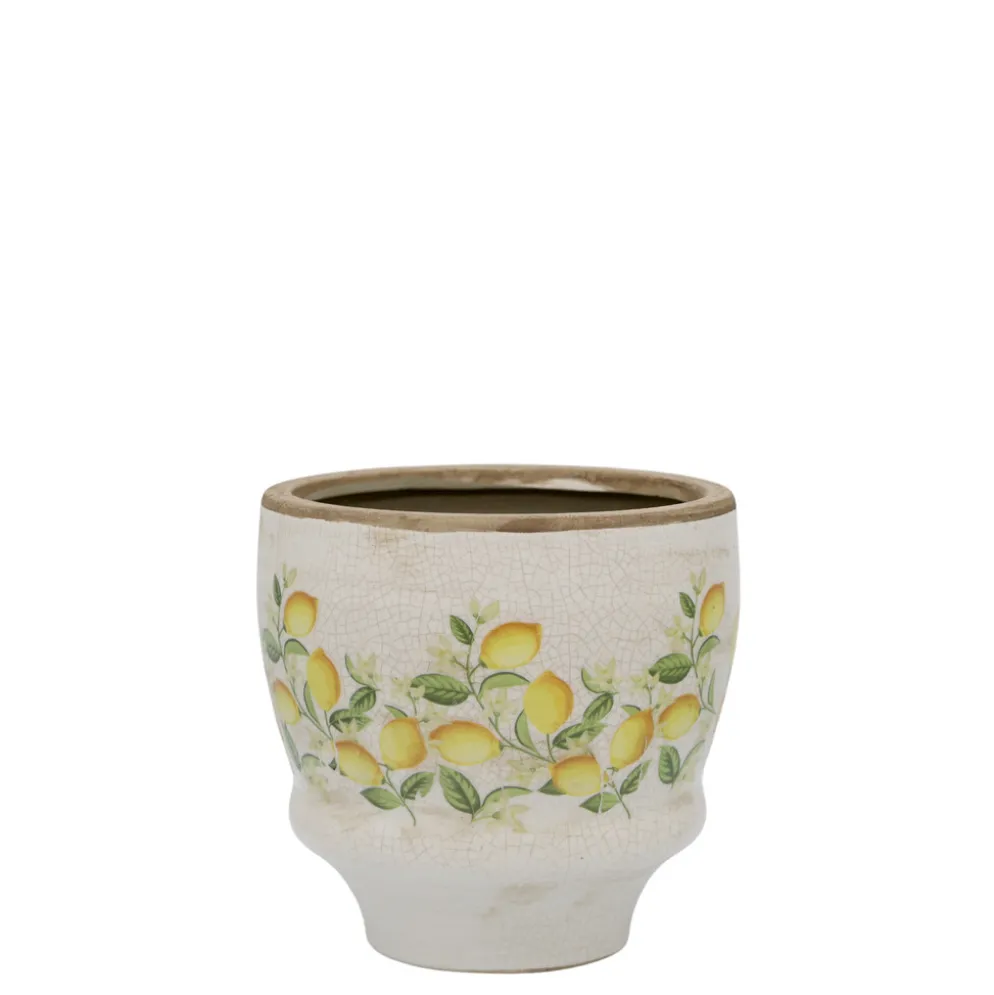 Chic Antique Übertopf Limone Blossom – Vintage Keramik mit Zitronen & Blumen